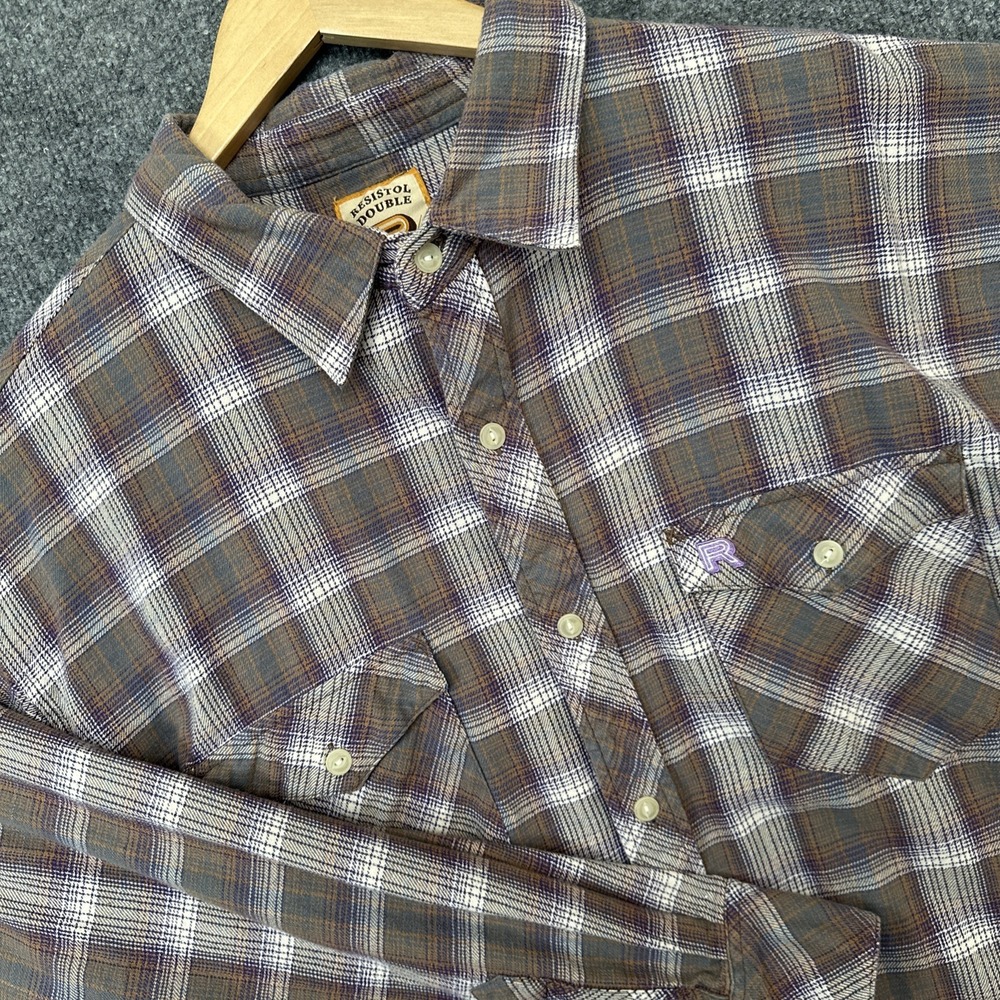 Resistol Double R Shirt Mens Sz 2XL Large Multicolor Plaid Flannel Western